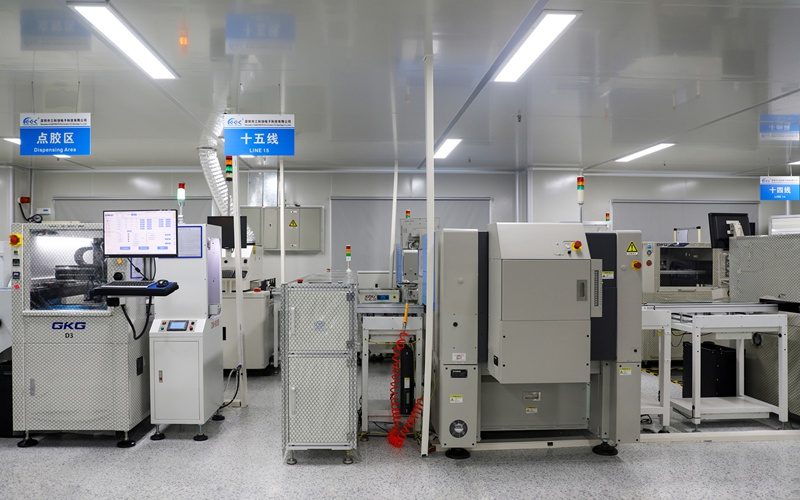 SMT lines with reflow and AOI at Sunwin's manufacturing base in Shenzhen